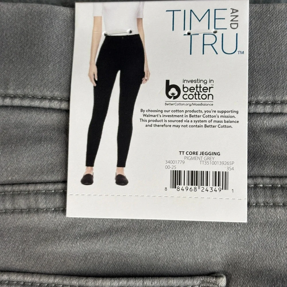 Time and Tru Womens High Rise Skinny Jeggings Grey Size L 12-14 TT35100139265